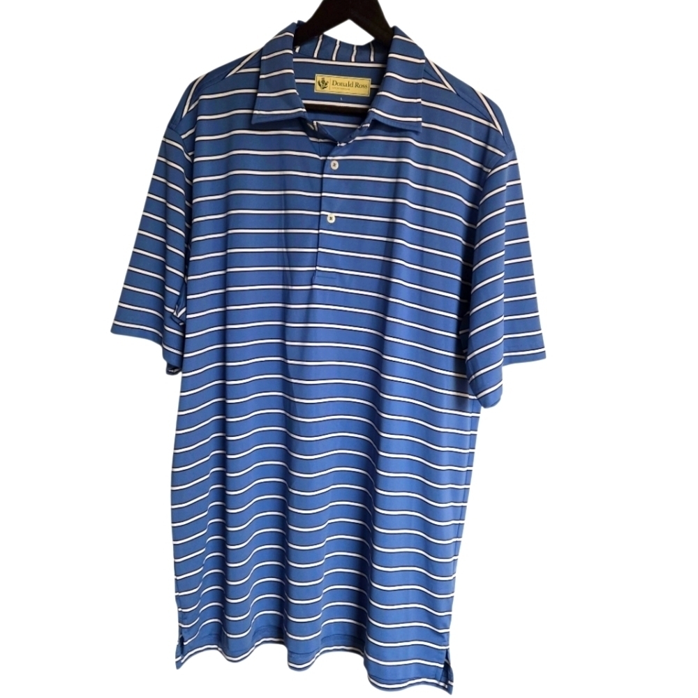 Donald Ross Sportswear Blue/white Striped Golf Polo Men's Large
